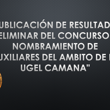 «PUBLICACIÓN DE RESULTADOS PRELIMINAR DEL CONCURSO DE NOMBRAMIENTO DE AUXILIARES DEL AMBITO DE LA UGEL CAMANA»