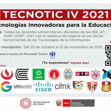 COMUNICADO Nº 116: Evento virtual TECNOTIC IV 2021: Tecnologías Innovadoras para la Educación