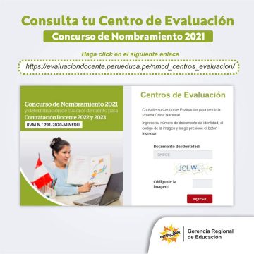 CONCURSO DE NOMBRAMIENTO 2021 – CONSULTA TU CENTRO DE EVALUACIÓN