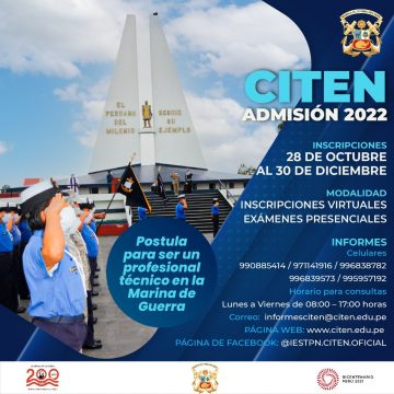 INSTITUTO DE EDUCACIÓN SUPERIOR TECNÓLOGICO PUBLICO NAVAL CITEN ADMISIÓN 2022
