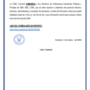 COMUNICADO 03: REPORTE DE ASISTENCIA DEL PERSONAL – BIAE 2024